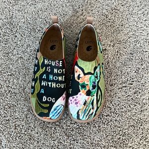 UIN Women's Lightweight Sneakers Comfortable Canvas Slip On Painted Travel Shoes